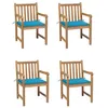 Image de vidaXL Tuinstoelen 4 st met blauwe kussens massief teakhout3073008