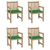 Image de Chaises de jardin lot de 4 et coussins vert Bois de teck solide