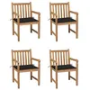 Image de Lot de 4 chaise vidaxl en teck non pliable H. 90 cm exterieur bois
