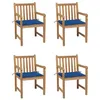 Image de vidaXL Tuinstoelen 4 st met koningsblauwe kussens massief teakhout3073014