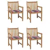 Image de vidaXL Tuinstoelen 4 st met rood geruite kussens massief teakhout3073017