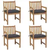 Image de Chaises de jardin lot de 4 avec coussins anthracite Teck solide