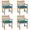 Image de vidaXL Tuinstoelen 4 st met lichtblauwe kussens massief teakhout3073023