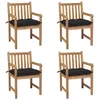 Image de Lot de 4 chaise vidaxl en teck non pliable exterieur H. 90 cm bois