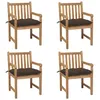 Image de vidaXL Tuinstoelen 4 st met taupe kussens massief teakhout3073027