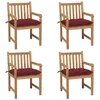 Image de Lot de 4 chaise Vidaxl exterieur en teck rouge H. 90 cm