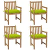 Image de Lot de 4 chaise vidaxl H. 90 cm non pliable exterieur en teck vert