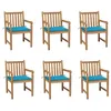 Image de Lot de 6 chaise vidaxl H. 90 cm non pliable en bois massif exterieur bleu