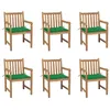 Image de vidaXL Tuinstoelen 6 st met groene kussens massief teakhout3073036