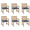 Image de Lot de 6 chaise vidaxl H. 90 cm non pliable exterieur en teck bleu