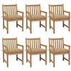 Image de vidaXL Tuinstoelen 6 st met beige kussens massief teakhout3073049