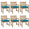 Image de Lot de 6 chaise vidaxl en teck non pliable exterieur H. 90 cm bleu