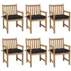 Image de Lot de 6 chaise vidaxl H. 90 cm non pliable exterieur en teck noir