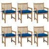 Image de Lot de 6 chaise vidaxl en teck non pliable H. 90 cm exterieur bleu