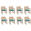 Image de vidaXL Tuinstoelen 8 st met blauwe kussens massief teakhout3073062