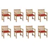 Image de Lot de 8 chaise vidaxl H. 90 cm non pliable exterieur en bois massif rouge
