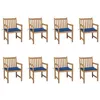 Image de Lot de 8 chaise vidaxl exterieur non pliable H. 90 cm en teck bleu
