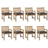 Image de Chaises de jardin lot de 8 avec coussins anthracite Teck solide