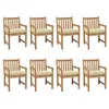 Image de Chaises de jardin lot de 8 et coussins blanc crème Teck solide