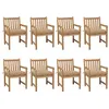 Image de Lot de 8 chaise vidaxl en teck non pliable exterieur H. 90 cm bois