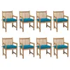 Image de vidaXL Tuinstoelen 8 st met lichtblauwe kussens massief teakhout3073077