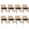 Image de Lot de 8 chaise vidaxl H. 90 cm non pliable en teck exterieur bois