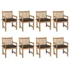 Image de Lot de 8 chaise vidaxl exterieur non pliable H. 90 cm en teck bois