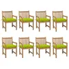 Image de Chaises de jardin lot de 8 avec coussins vert vif Teck solide