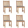 Image de Chaises de jardin lot de 4 avec coussins Bois de teck massif