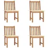 Image de Chaises de jardin lot de 4 avec coussins Bois de teck massif