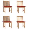 Image de Chaises de jardin lot de 4 avec coussins Bois de teck massif