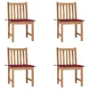 Image de Chaises de jardin lot de 4 avec coussins Bois de teck massif