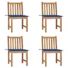 Image de Chaises de jardin lot de 4 avec coussins Bois de teck massif