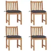 Image de Chaises de jardin lot de 4 avec coussins Bois de teck massif