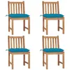 Image de Chaises de jardin lot de 4 avec coussins Bois de teck massif