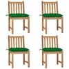 Image de Chaises de jardin lot de 4 avec coussins Bois de teck massif