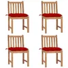Image de Lot de 4 chaise vidaxl en bois massif 90 cm rouge exterieur