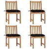 Image de Chaises de jardin lot de 4 avec coussins Bois de teck massif