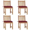 Image de Chaises de jardin lot de 4 avec coussins Bois de teck massif