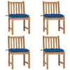 Image de Chaises de jardin lot de 4 avec coussins Bois de teck massif