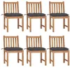 Image de Chaises de jardin lot de 6 avec coussins Bois de teck massif