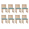 Image de 8 Chaises de jardin vidaXL avec coussins Bois de teck massif