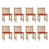 Image de Chaises de jardin lot de 8 avec coussins Bois de teck massif
