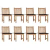 Image de Lot de 8 chaise Vidaxl exterieur H. 90 cm bois en bois massif