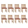 Image de Chaises de jardin lot de 8 avec coussins Bois de teck massif