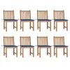 Image de Chaises de jardin lot de 8 avec coussins Bois de teck massif