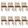 Image de Chaises de jardin lot de 8 avec coussins Bois de teck massif