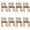 Image de Chaises de jardin lot de 8 avec coussins Bois de teck massif