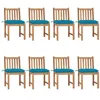 Image de Chaises de jardin lot de 8 avec coussins Bois de teck massif