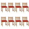 Image de Chaises de jardin lot de 8 avec coussins Bois de teck massif